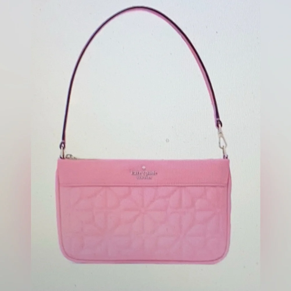 Kate Spade Pink Flower Quilted Fabric Convertible Wristlet NWT - Picture 2 of 4